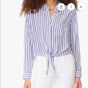 Rails Val Blue and White Striped Tie Front Shirt